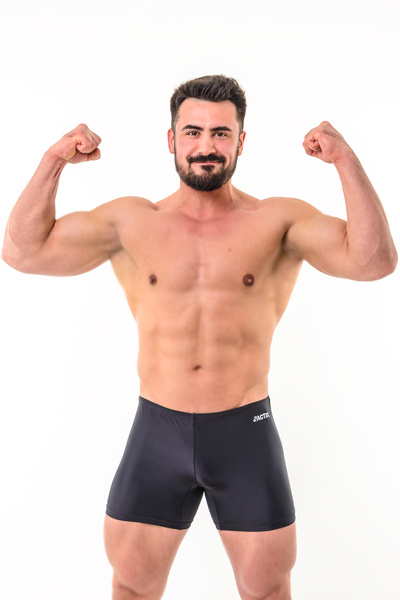 Плавки мужские ACTIX Phelps черные [серия PRO] боксерки средней длины