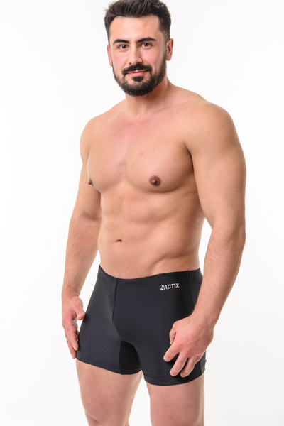 Плавки мужские ACTIX Phelps черные [серия PRO] боксерки средней длины