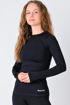 Термокофта (лонгслив) женская тёплая ACTIX Promenade, черная, утеплённая микрофлисом