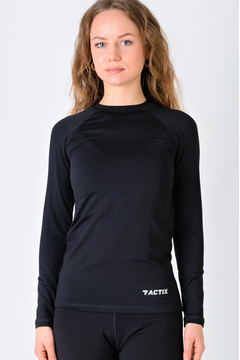 Photo 2 Термокофта (лонгслив) женская тёплая ACTIX Promenade, черная, утеплённая микрофлисом