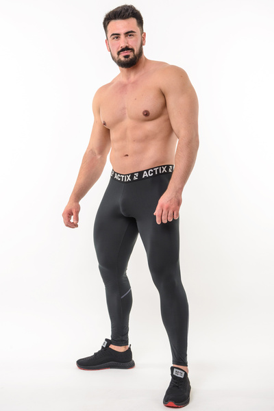 Термолосины мужские спортивные лёгкие влагоотводящие ACTIX Energy Dry PRO, черные (графит), серый шов [U45101]