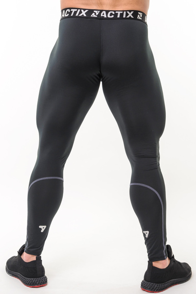 Термолосины мужские спортивные лёгкие влагоотводящие ACTIX Energy Dry PRO, черные (графит), серый шов [U45101]