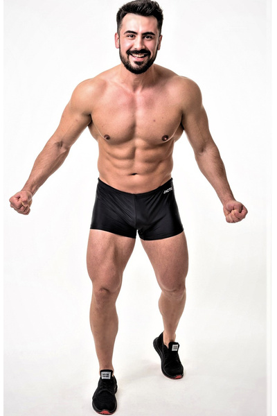 Плавки спортивные мужские боксёрки короткие ACTIX Varadero черные [серия PRO] для пляжа и бассейна